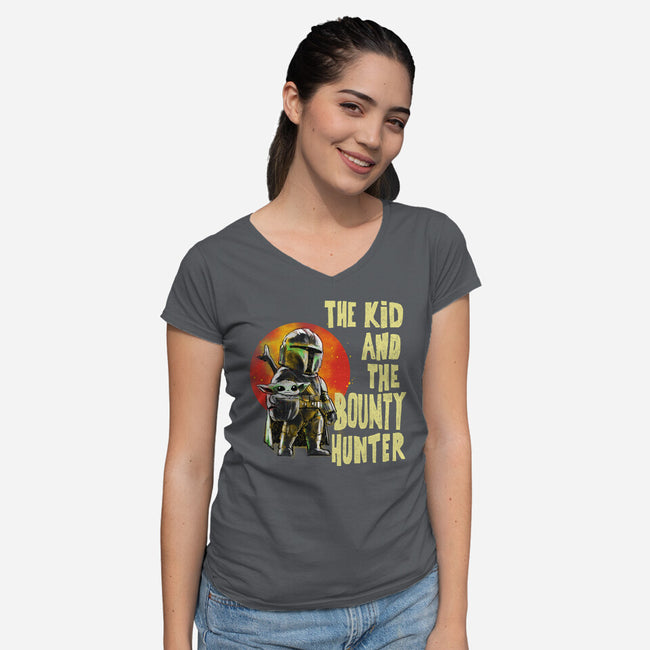 The Kin And The Bounty Hunter-Womens-V-Neck-Tee-kharmazero