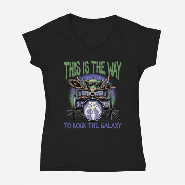 Rock The Galaxy-Womens-V-Neck-Tee-glitchygorilla