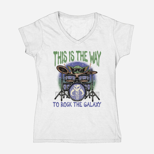 Rock The Galaxy-Womens-V-Neck-Tee-glitchygorilla