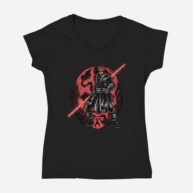 Red Is The Color Of Vengeance-Womens-V-Neck-Tee-glitchygorilla