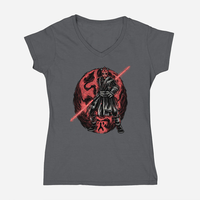 Red Is The Color Of Vengeance-Womens-V-Neck-Tee-glitchygorilla