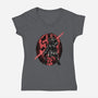Red Is The Color Of Vengeance-Womens-V-Neck-Tee-glitchygorilla