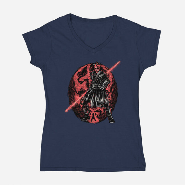 Red Is The Color Of Vengeance-Womens-V-Neck-Tee-glitchygorilla