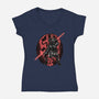 Red Is The Color Of Vengeance-Womens-V-Neck-Tee-glitchygorilla