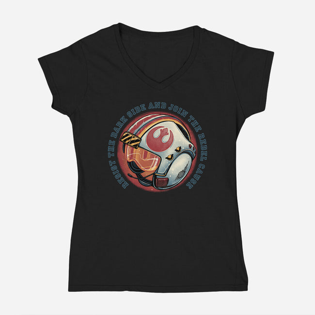 Join The Rebel Cause-Womens-V-Neck-Tee-glitchygorilla