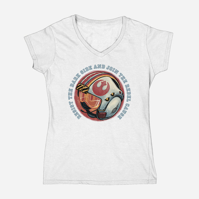 Join The Rebel Cause-Womens-V-Neck-Tee-glitchygorilla