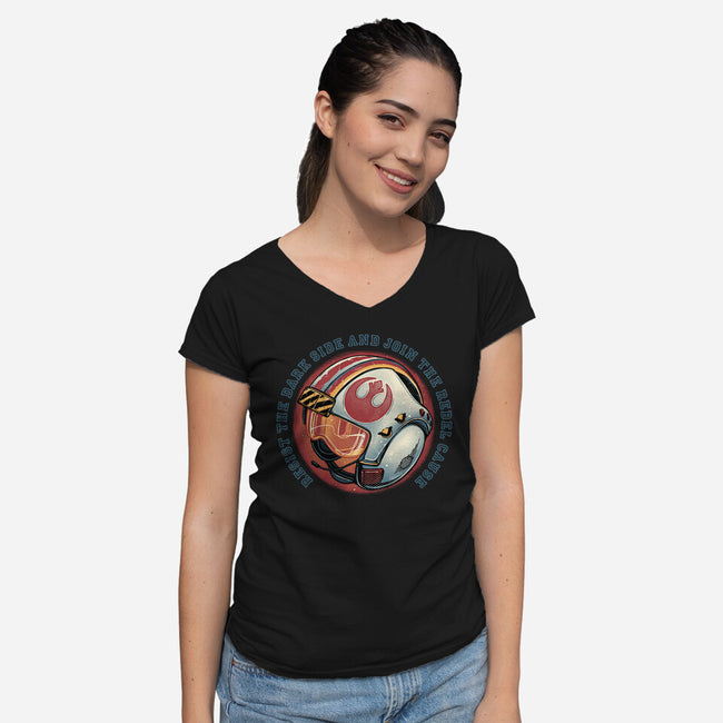 Join The Rebel Cause-Womens-V-Neck-Tee-glitchygorilla