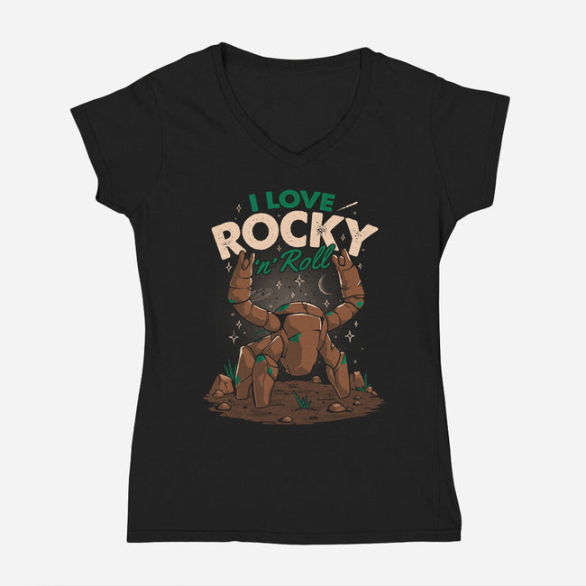 I Love Rocky N Roll-Womens-V-Neck-Tee-koalastudio