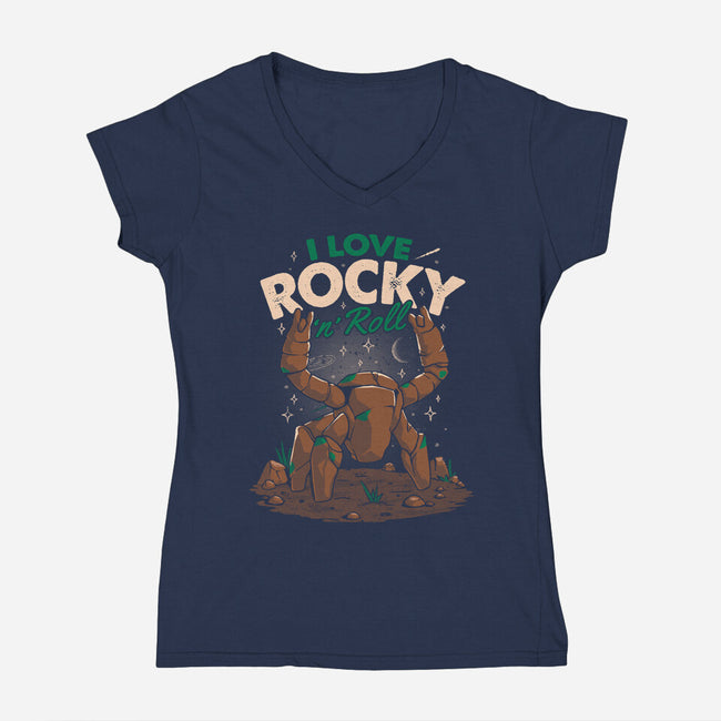I Love Rocky N Roll-Womens-V-Neck-Tee-koalastudio