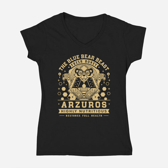 Arzuros Honey Vintage Crest-Womens-V-Neck-Tee-LAGELANTEE