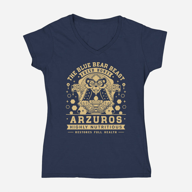 Arzuros Honey Vintage Crest-Womens-V-Neck-Tee-LAGELANTEE
