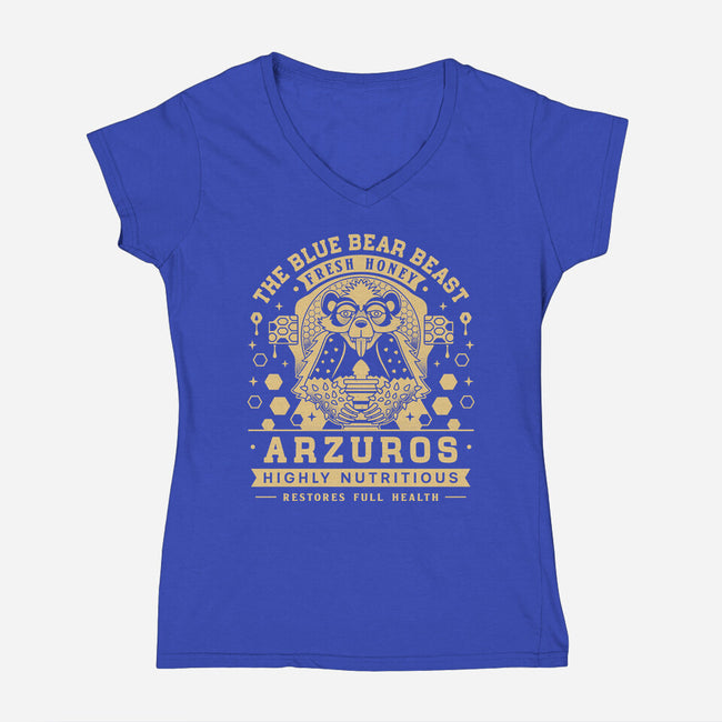 Arzuros Honey Vintage Crest-Womens-V-Neck-Tee-LAGELANTEE