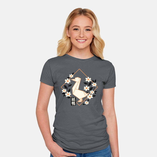 Origami Duck-Womens-Fitted-Tee-NemiMakeit