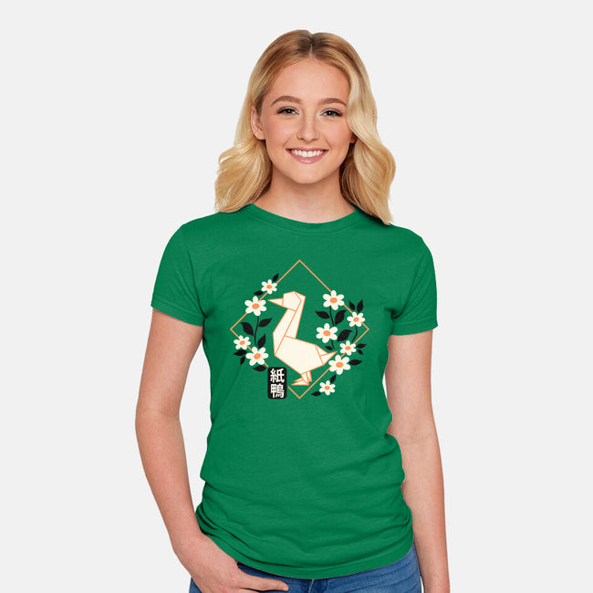 Origami Duck-Womens-Fitted-Tee-NemiMakeit