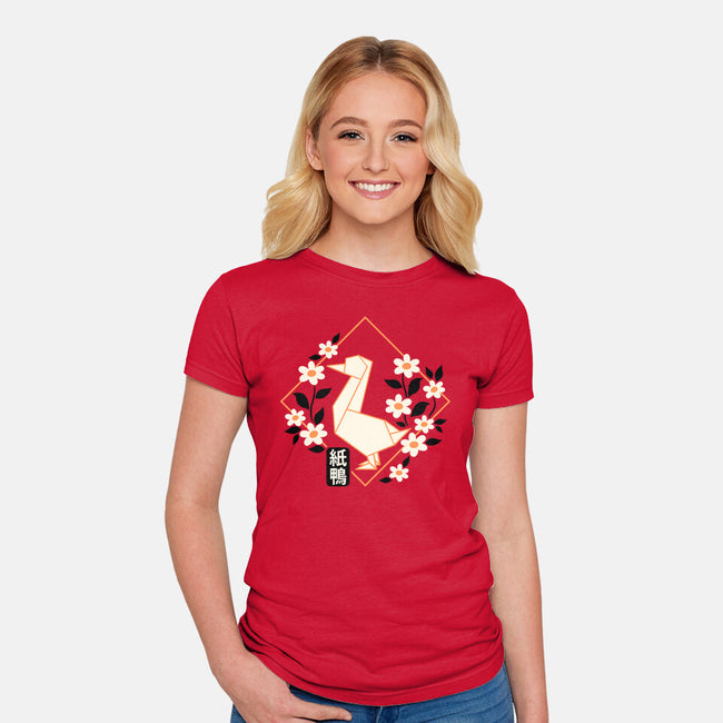 Origami Duck-Womens-Fitted-Tee-NemiMakeit