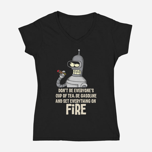 Cup Of Tea-Womens-V-Neck-Tee-turborat14