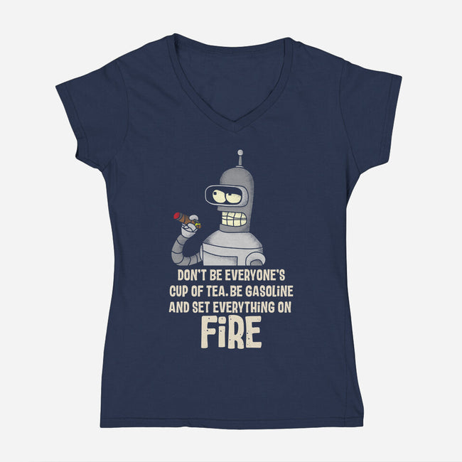 Cup Of Tea-Womens-V-Neck-Tee-turborat14