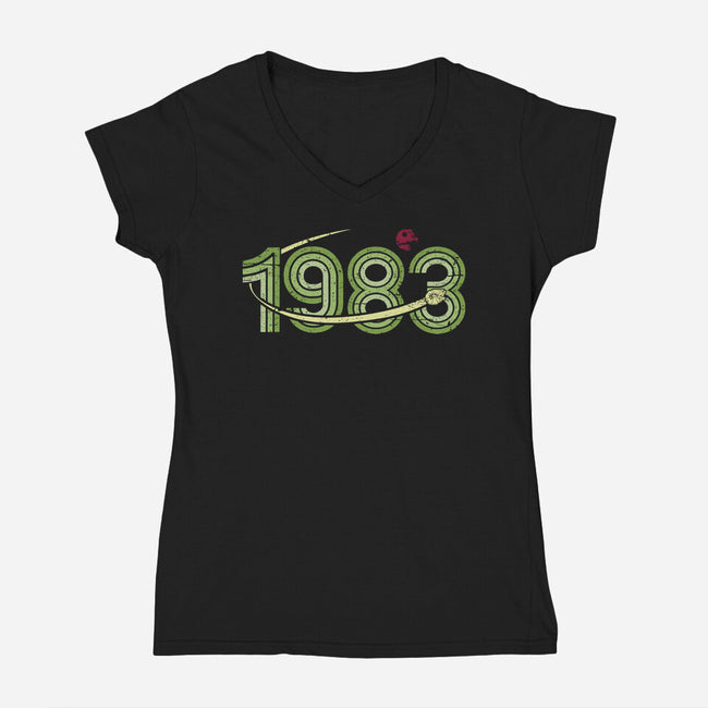 Vintage Wars 1983-Womens-V-Neck-Tee-BridgeWalker