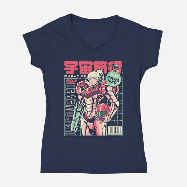 Space Voyage-Womens-V-Neck-Tee-arace
