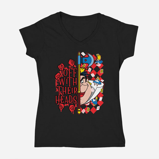 Queen Of Hearts-Womens-V-Neck-Tee-goodidearyan