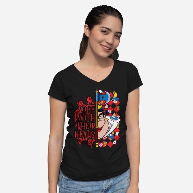 Queen Of Hearts-Womens-V-Neck-Tee-goodidearyan