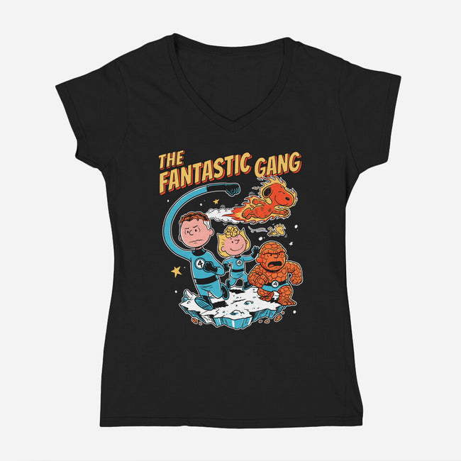 The Fantastic Gang-Womens-V-Neck-Tee-P1yu5h