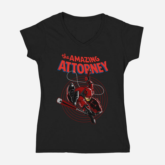 The Amazing Attorney-Womens-V-Neck-Tee-joerawks