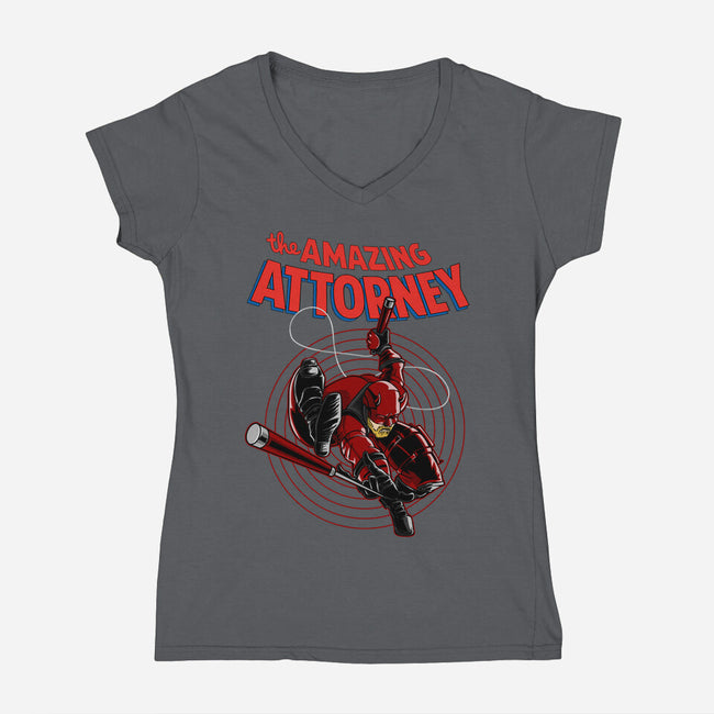 The Amazing Attorney-Womens-V-Neck-Tee-joerawks