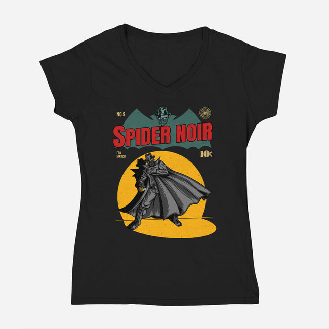 The Shadow Spider-Womens-V-Neck-Tee-joerawks