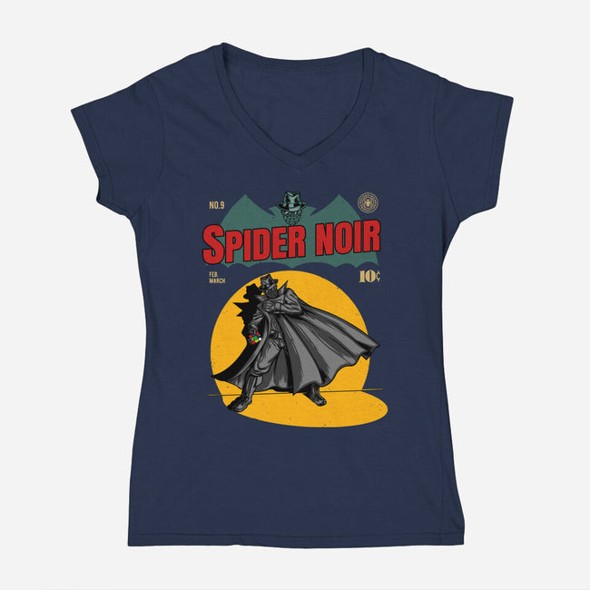 The Shadow Spider-Womens-V-Neck-Tee-joerawks
