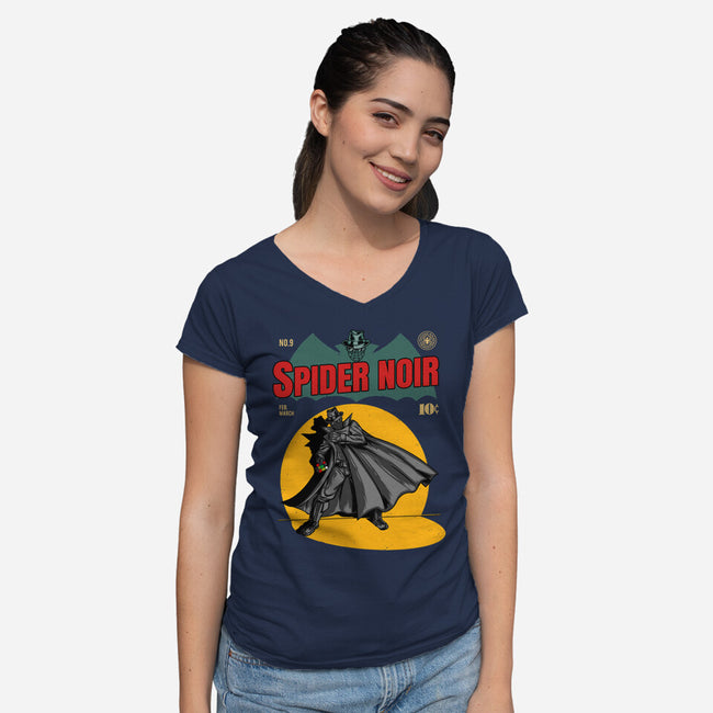 The Shadow Spider-Womens-V-Neck-Tee-joerawks
