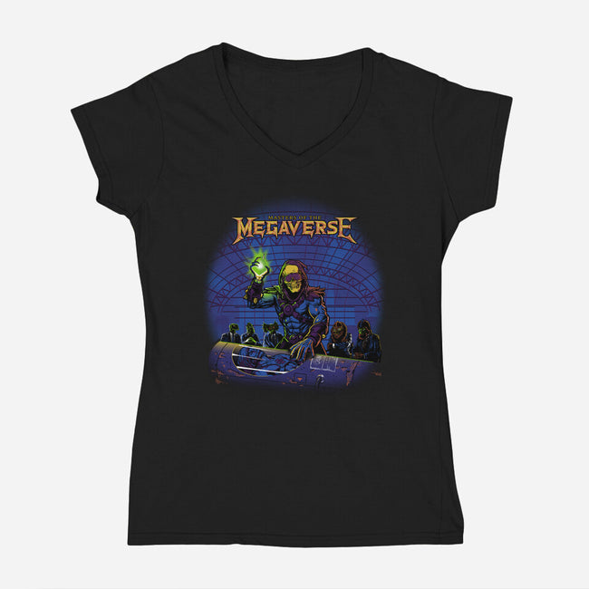 Masters Of The Megaverse-Womens-V-Neck-Tee-Roni Nucleart