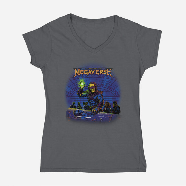 Masters Of The Megaverse-Womens-V-Neck-Tee-Roni Nucleart