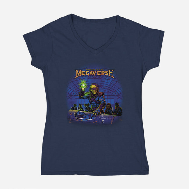 Masters Of The Megaverse-Womens-V-Neck-Tee-Roni Nucleart