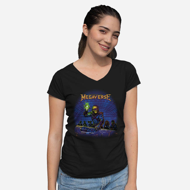 Masters Of The Megaverse-Womens-V-Neck-Tee-Roni Nucleart