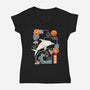 Origami Dolphin-Womens-V-Neck-Tee-NemiMakeit