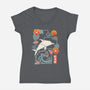Origami Dolphin-Womens-V-Neck-Tee-NemiMakeit