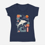 Origami Dolphin-Womens-V-Neck-Tee-NemiMakeit