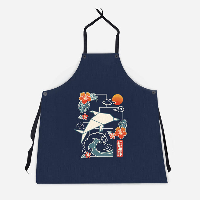 Origami Dolphin-Unisex-Kitchen-Apron-NemiMakeit