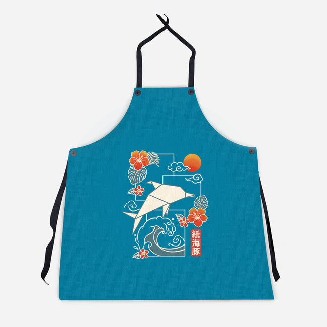 Origami Dolphin-Unisex-Kitchen-Apron-NemiMakeit