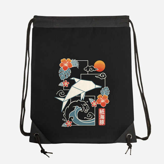 Origami Dolphin-None-Drawstring-Bag-NemiMakeit
