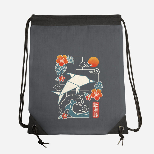 Origami Dolphin-None-Drawstring-Bag-NemiMakeit