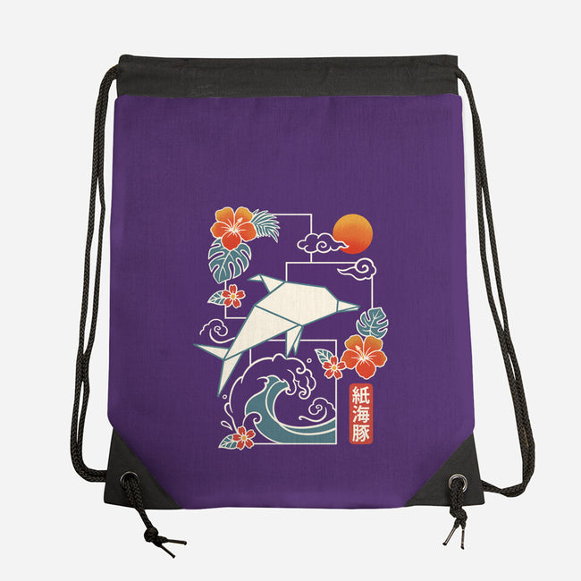Origami Dolphin-None-Drawstring-Bag-NemiMakeit