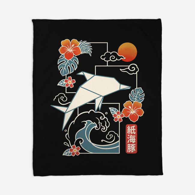 Origami Dolphin-None-Fleece-Blanket-NemiMakeit