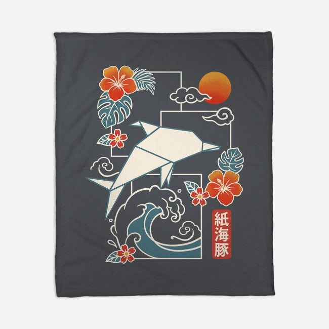 Origami Dolphin-None-Fleece-Blanket-NemiMakeit