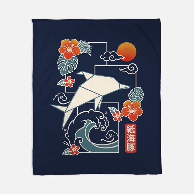 Origami Dolphin-None-Fleece-Blanket-NemiMakeit