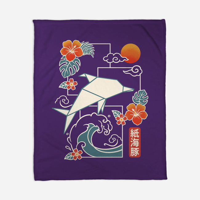 Origami Dolphin-None-Fleece-Blanket-NemiMakeit