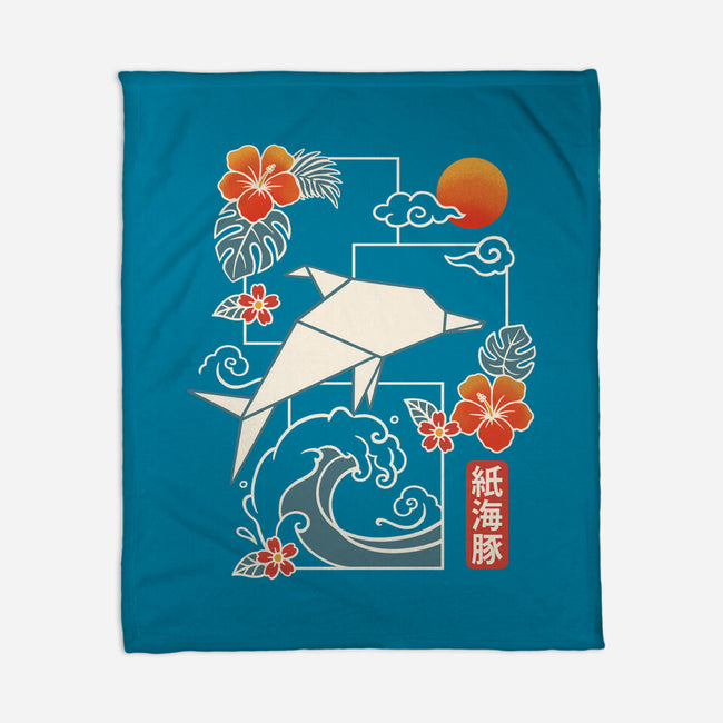 Origami Dolphin-None-Fleece-Blanket-NemiMakeit