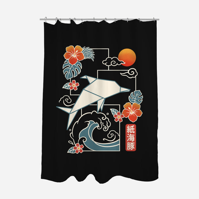 Origami Dolphin-None-Polyester-Shower Curtain-NemiMakeit