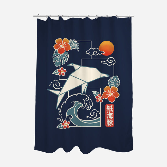 Origami Dolphin-None-Polyester-Shower Curtain-NemiMakeit
